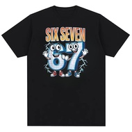 67 Brainrot Italian Meme Fun 67 Letter Printed Men's Fashion Street Cotton T-shirt