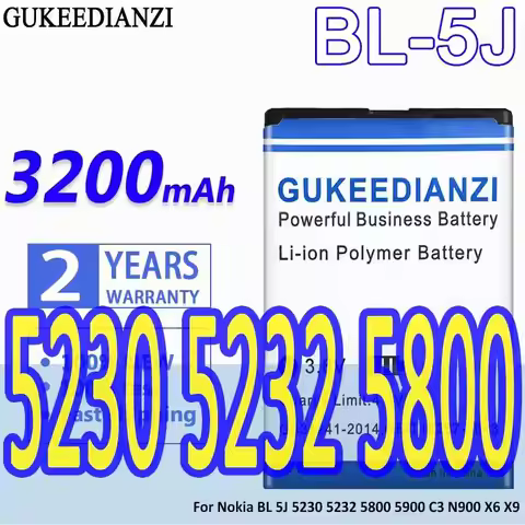 Mobile Phone Battery High Capacity For Nokia 5230 5232 5800 5900 C3 N900 X6 X9 BL-5J 3200mAh