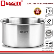 DESSINI ITALY Gorilla GRL-P18 18CM GRL-P20 20CM Detachable Handle Induction Casserole Pot Pan Wok Bo