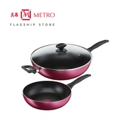 Tefal Light and Clean 26cm Frypan &amp; 32cm Wok Pan B224S3