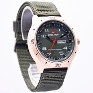 Jam Tangan Pria Swiss Army SA005 Analog Tali Kanvas Model Terbaru Water Tahan Air Tanggal Dan Hari A