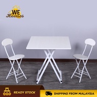 WeHomes Square Shape Foldable Table-70cm(L)x75cm(H)+2 Foldable Chairs Set Square Dining Table Table 