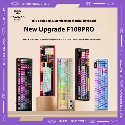 AULA F108 Pro 3Mode Hot Swap RGB Gasket Wireless Mechanical Keyboard FR4 Gold-Plated Positioning Boa