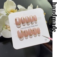 Press on nails handmade [Press on nails handmade] Gentle Temperament Nude Pink French Fake nails Ven