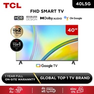 ใหม่ TCL ทีวี 40 นิ้ว FHD 1080P Google Smart TV Model 40L5G -HDMI-USB-DTS-ระบบปฏิบัติการ Google/Netflix &amp;Youtube, Voice Search,HDR10,Dolby Audio As the Picture One