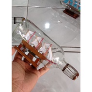 MINIATURE OF PINISI SHIP IN A BOTTLE OF LARGE L GLASS BOTTLE SHIP