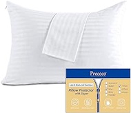 100% Cotton King Pillow Protectors with Zipper, White Pillow Cases King Size for Home &amp; Hotel, Sateen Soft Cooling Hidden Zippered Pillow Pillow Case Protector for Hair &amp; Skin, 20x36 in, 1 Pack