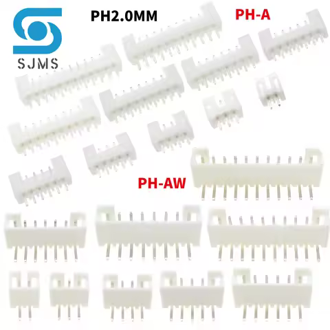 50pcs JST PH2.0 2mm Connectors Leads PH 2.0 2P 3P 4P 5P 6P 7P 8P 9P 10P 11P 12 pin Header 2.0mm male