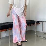 กางเกงขายาวพิมพ์มัดย้อม สีสันของหน้าร้อน ออกแบบเป็นลายน้ำสีสวย แมชเข้าเซตกางเกงและเสื้อ