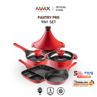 MMX Forte Cookware Set - Moroccan Tagine Pot + Master Grill Pan Jumbo Set (9in1 Pcs)