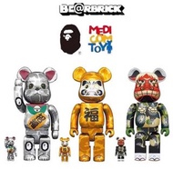 全新未開 be@rbrick bearbrick bape  銀色 招財貓 金色 達摩 獅子舞 400% + 100% 1 set 新年