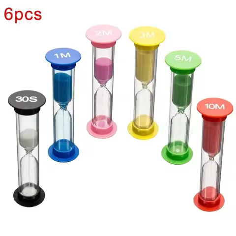 6PCS mini Sand Hourglass Teeth Stitch Hourglass，Colorful Timer, Small Sand Clock Timer, Sand Clock D