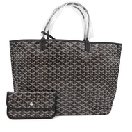Goyard Black Goyardine Canvas and Chevroches Calfskin Saint Louis GM Bag