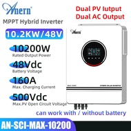 Anern 10.2KW MPPT Solar Inverter 48V 160A Hybrid off-grid Inverter 230VAC Pure Sine Wave Hybrid Inve