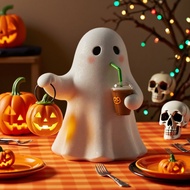 Ghost Desk Decoration Bedroom Ghost Statue Spooky Halloween Ghost Night Lamp for Home Office Bedroom