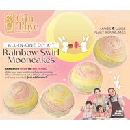 Gin Thye x Gobblin Club DIY Moon Bunnies Rainbow Swirl Baked Flaky Mooncake Kit (Lotus Paste Mooncakes) Halal Vegetarian