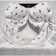 KERUDUNG SEGIEMPAT MOTIF BUNGA TULIP PUTIH HITAM SERIES CICI TIUNG/HIJAB VOAL PREMIUM UK 110×110CM/J