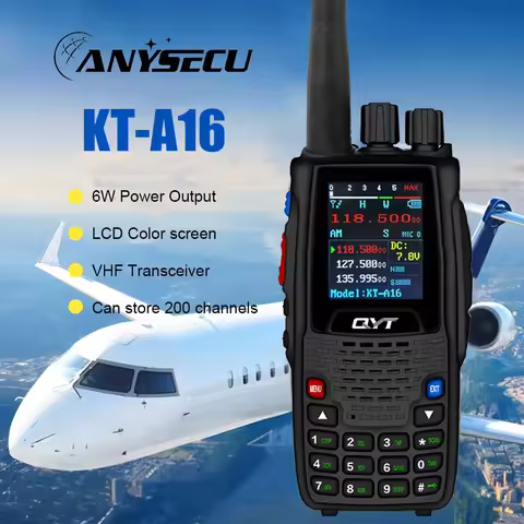 Air Band Transmit VHF Walkie Talkie KT-A16 Tx108.000-136.999MHz Rx108.0000-136.999MHz 6W 200Ch W/10