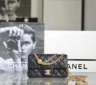 『RP精品』CHANEL CF Mini 山茶花鏈條調節扣 黑色 口蓋包 側背包 斜背包 羊皮