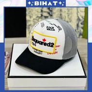 DSQUARED2 Men's and Women's Fashion Button Buckle Baseball Cap, Dsquared2 cool khaki mesh hat MU159