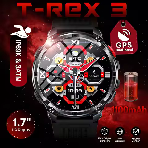 2026 New Military T-Rex3 Ultra 1100mAh Battery Smart Watch 5 ATM Waterproof Compass GPS Sports track