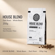 Mezzo Coffee เมล็ดกาแฟคั่ว House Blend คั่วเข้ม หอมเข้มข้น 2kg 8 ถุง สำหรับกาแฟดำและกาแฟนม