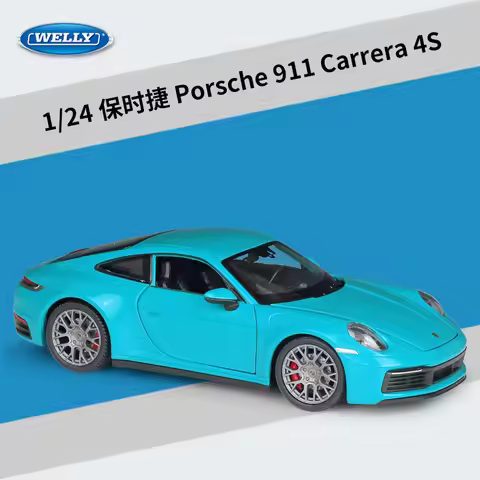 WELLY 1:24 Scale Porsche 911 Carrera 4S - Alloy Die-Cast Model Car, Official Licensed Collector's Di