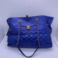 CHANEL Matelassé Coco Mark Top Handle 藍色手提包