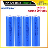 [Combo 04 viên] Pin sạc Lithium 18650 - 1500mAh đầu lồi Doublepow pin dung lượng thực