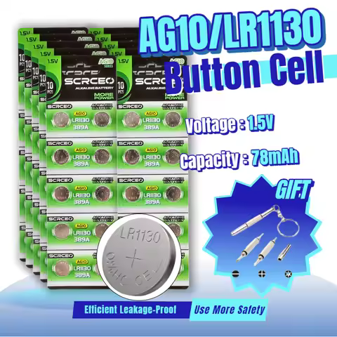 Wholesale AG10 1.5V Alkaline Button Cell LR54 SR54 SR1130 LR1130 Batteries for Watch Toys Remote Con