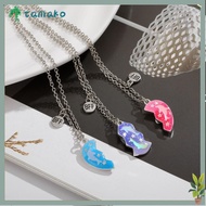 TAMAKO 3Pcs Matching Heart Pendant Necklace, Friendship Cute BFF Necklaces, Friendship Jewelry Alloy