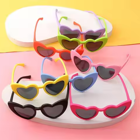 3-9 Years Heart-Shaped Pink Sunglasses Toddler Sunglasses Glasses Heart Sunglasses