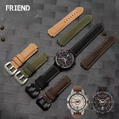 For Timex Tide Raised Mouth Cow Leather Watch Strap Crazy Horse Leather Timex Tide Strap T2n720 739 