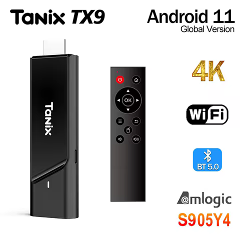 TANIX TX9 Android 11 TV Stick Smart TV Box AV1 Amlogic S905Y4 2GB 16GB DDR4 2.4G&5G Dual WIFI BT5.0 