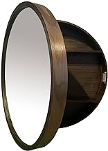 CHER-BUEATY Medicine Cabinet Bathroom Round Mirror Solid Wood Cabinet Circular Wall Space Saver Storage Organizer Surface Wall Mounted for Home Kitchen Toilet 19 Inch x 19 Inch (Walnut)
