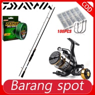 Daiwa Reel Rod Joran Pancing 1 Set Fishing Rod Spinning Reel Joran Udang Galah Rod Pantai Jigging Rod pancing set