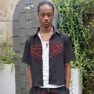 KEMEJA WP Company - Boxy Screen Black WorkShirt Stripe Short Shirt