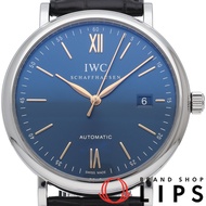 萬國錶(IWC)柏濤菲諾自動腕錶，40毫米，型號 IW356523。含原廠錶盒及保固卡。不鏽鋼錶殼/皮錶帶。男士腕錶。藍色錶盤。翻新。成色極佳。 [二手]