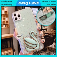 IPH 11 13 14 Pro Max glitter swan stand holder phone case casing cover 手机壳