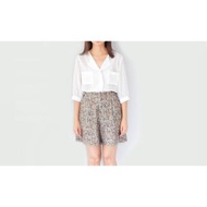 Plain white chiffon shirt with a plaid pattern in the fabric.