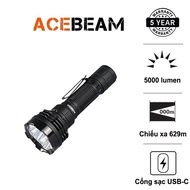 Đèn pin ACEBEAM P18 Defender sáng 5000lumen chiếu xa 629m pin 21700 sạc USB C công tắc kép phản ứng