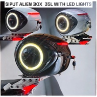 MOTORCYCLE UNIVERSAL TOP BOX ALIEN ALUMINIUM Box Siput Waterproof 35L Double-layer Waterproof With L