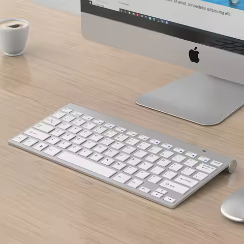 Ultra-thin 2.4G Mini Wireless Keyboard and Mouse for iMac Macbook Scissor Feet Chocolate Mute Window