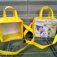 Tas ultah 25pcs resleting selempang mika belakang tas ultah tas ulang tahun goodiebag tas jinjing so