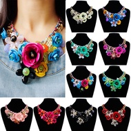 Flower Necklace & Pendant Bohemian Statement Maxi Choker Necklace for Women Party Jewelry Tassel Col