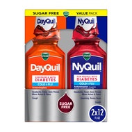 VICKS DayQuil & NyQuil Diabetes Cold & Flu Relief Medicine Co-Pack, Powerful Multi-Symptom Daytime &