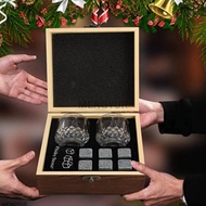 [COD] MENGYUR Whiskey Stones And Whiskey Glass Gift Set Of 4 For Men   Fathers Day 6 Granite Whiskey