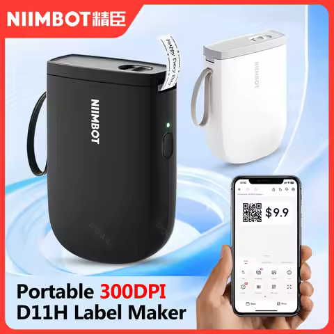 NIIMBOT D11H Label Printer Mini Portabel Bluetooth Sticker Machine Maker with 1 Roll Label Paper Tap
