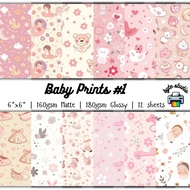 12 Sheets Baby Prints 1 by byte studio | Cardstock Craft Paper Junk Journal Stationery