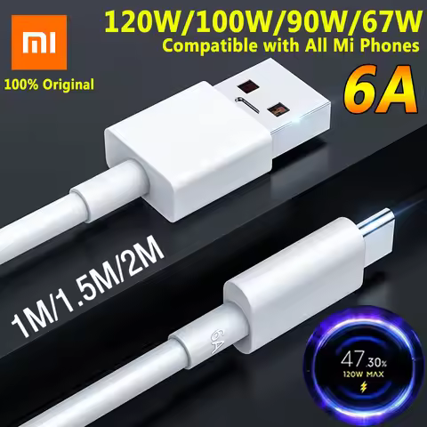 Original XIAOMI Usb C Cable 6A 120W 100W Turbo Charger Cord Xiaomi 17 Ultra 15t 15 14 Pro 13 12 Poco